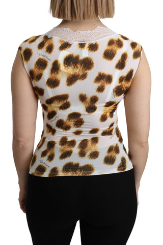 Roberto Cavalli White Brown Camisole Underwear Blouse - Ginchy