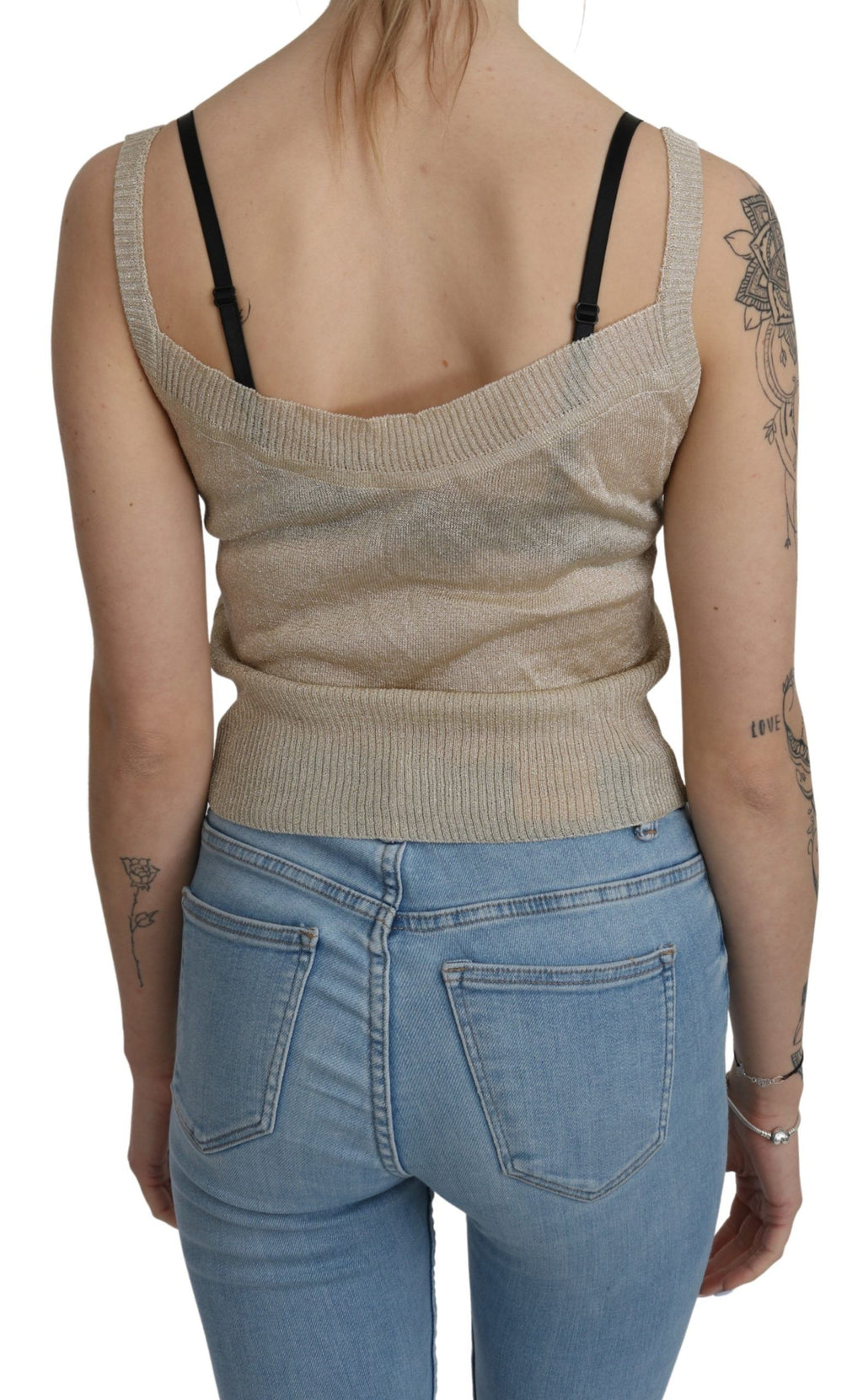 BYBLOS Beige Sleeveless Spaghetti Strap Tank See Through Top - Ginchy