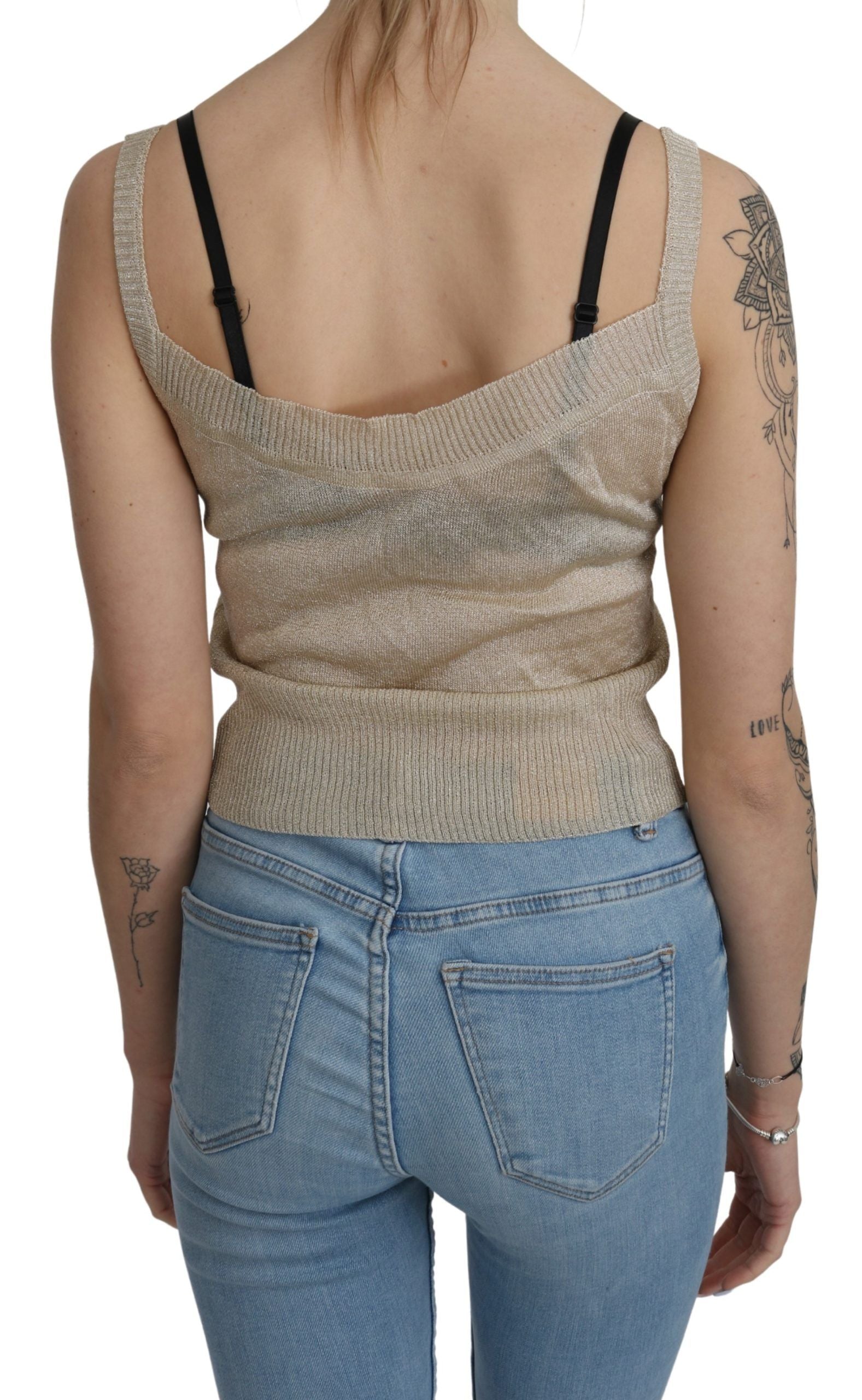 BYBLOS Beige Sleeveless Spaghetti Strap Tank See Through Top - Ginchy