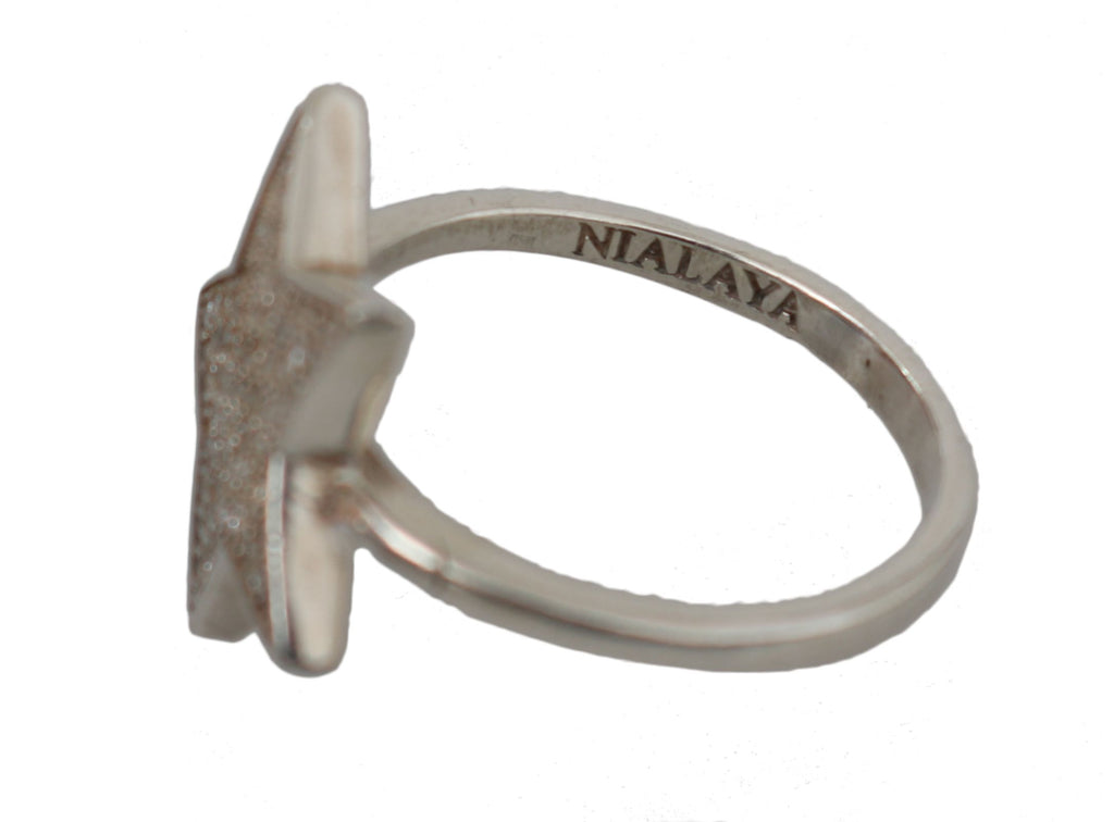 Nialaya Silver Womens Clear CZ Star 925 Ring - Ginchy
