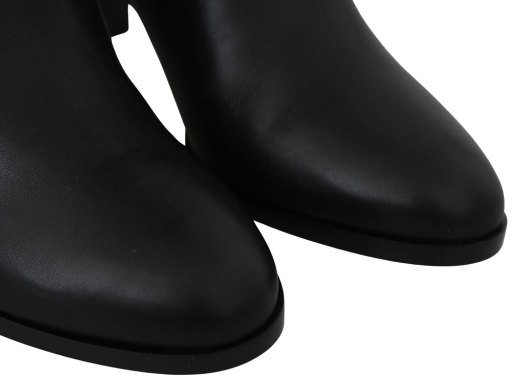 Jimmy Choo Elegant Black Calf Leather Heeled Boots - Ginchy