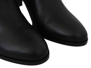 Jimmy Choo Elegant Black Calf Leather Heeled Boots - Ginchy