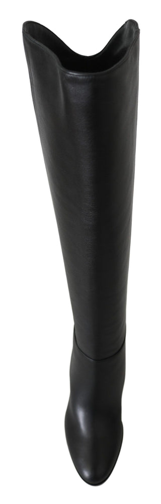 Jimmy Choo Elegant Black Calf Leather Heeled Boots - Ginchy
