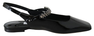 Jimmy Choo Elegant Black Patent Flats with Crystal Accent - Ginchy