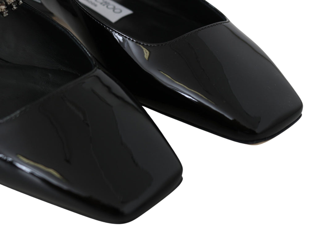 Jimmy Choo Elegant Black Patent Flats with Crystal Accent - Ginchy