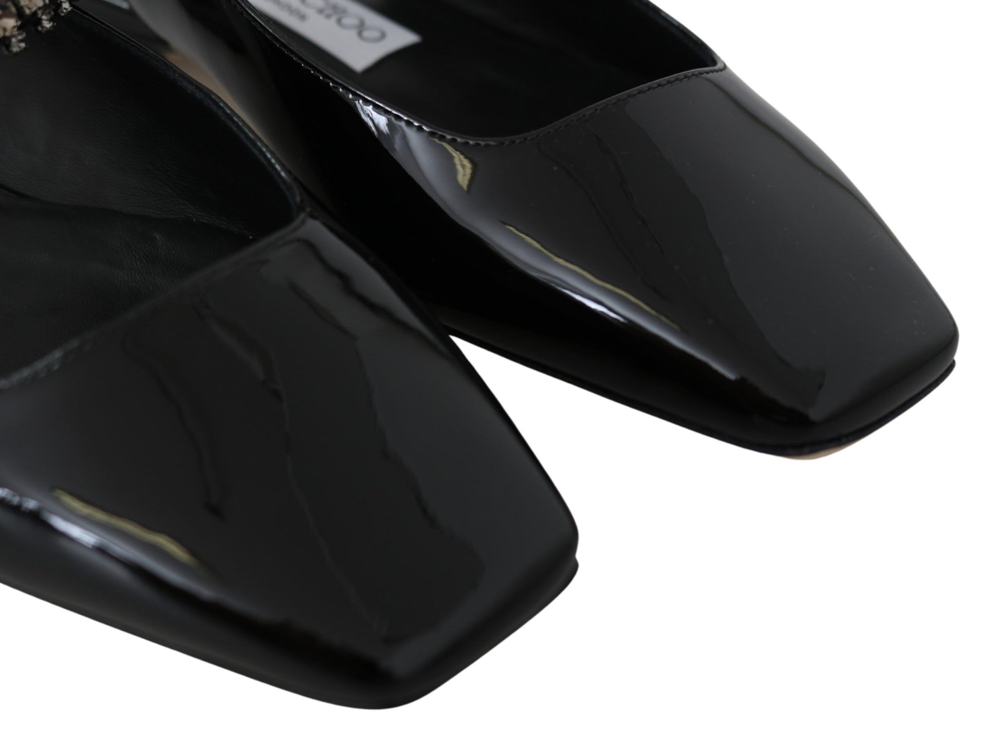 Jimmy Choo Elegant Black Patent Flats with Crystal Accent - Ginchy