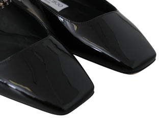 Jimmy Choo Elegant Black Patent Flats with Crystal Accent - Ginchy