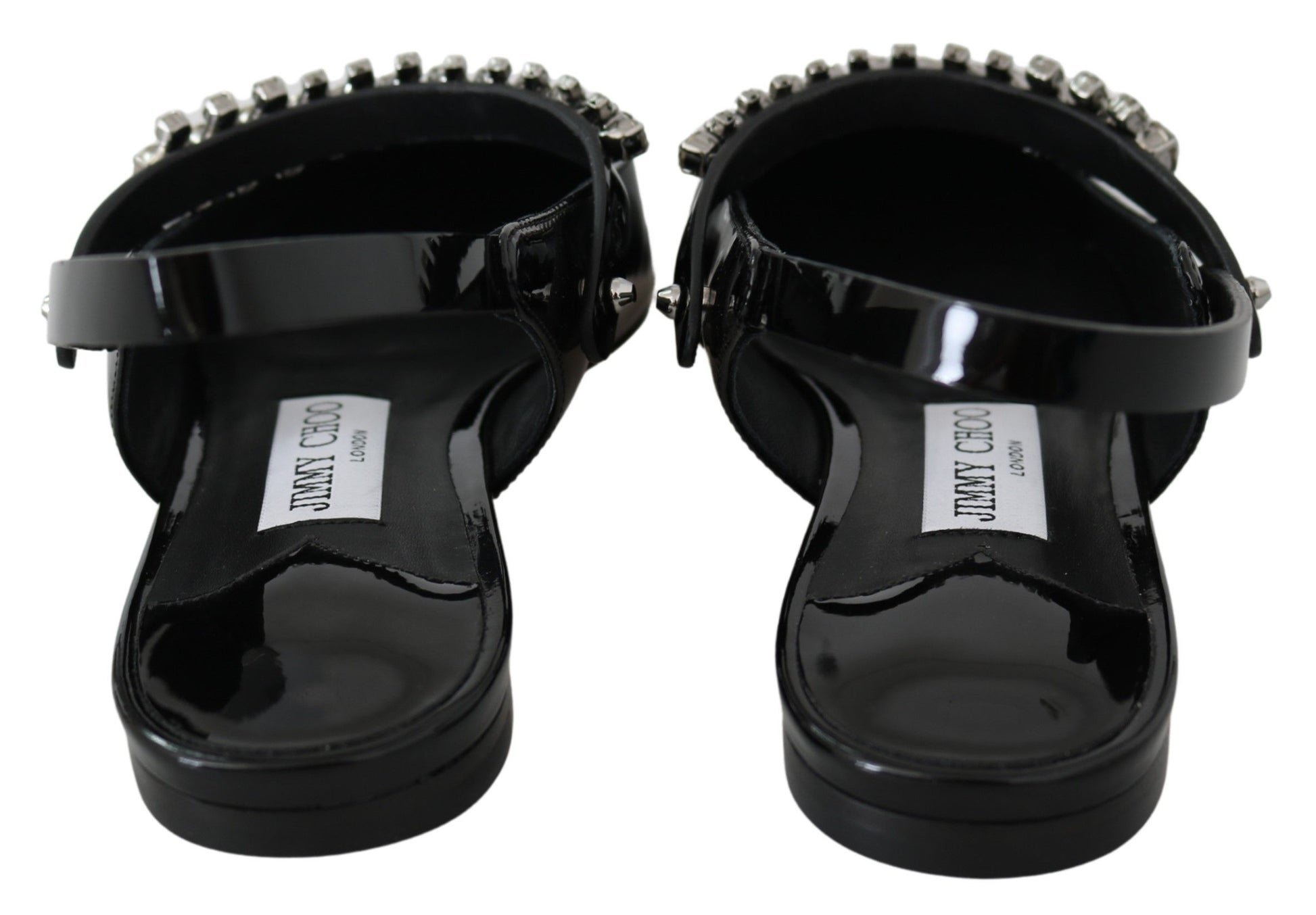 Jimmy Choo Elegant Black Patent Flats with Crystal Accent - Ginchy