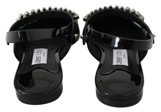 Jimmy Choo Elegant Black Patent Flats with Crystal Accent - Ginchy