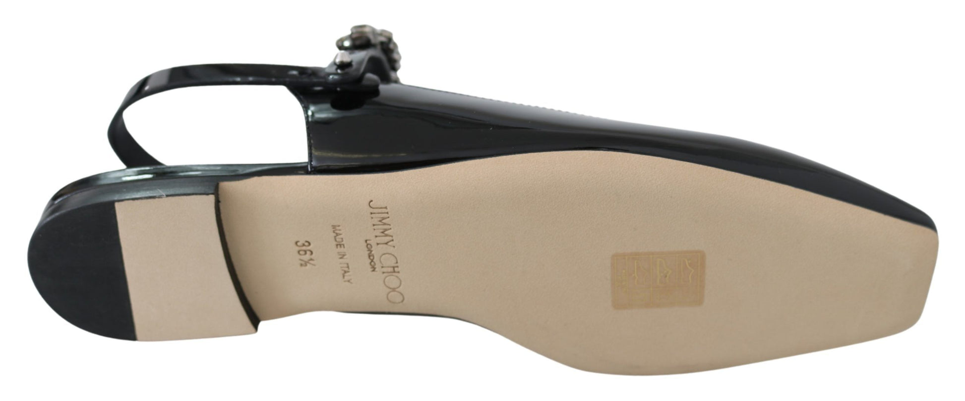 Jimmy Choo Elegant Black Patent Flats with Crystal Accent - Ginchy