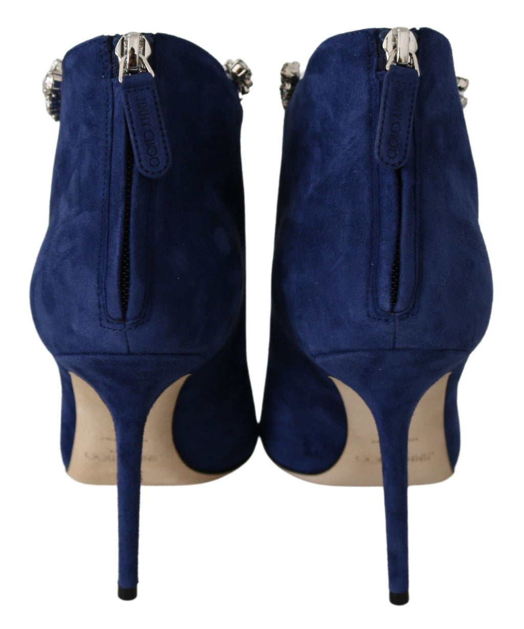 Jimmy Choo Pop Blue Crystal-Strap Heeled Boots - Ginchy