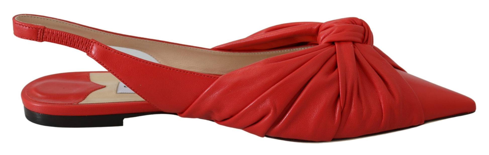 Jimmy Choo Chic Red Pointed Toe Leather Flats - Ginchy