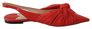 Jimmy Choo Chic Red Pointed Toe Leather Flats - Ginchy