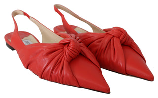 Jimmy Choo Chic Red Pointed Toe Leather Flats - Ginchy