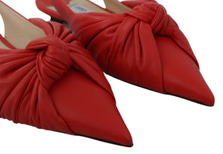 Jimmy Choo Chic Red Pointed Toe Leather Flats - Ginchy