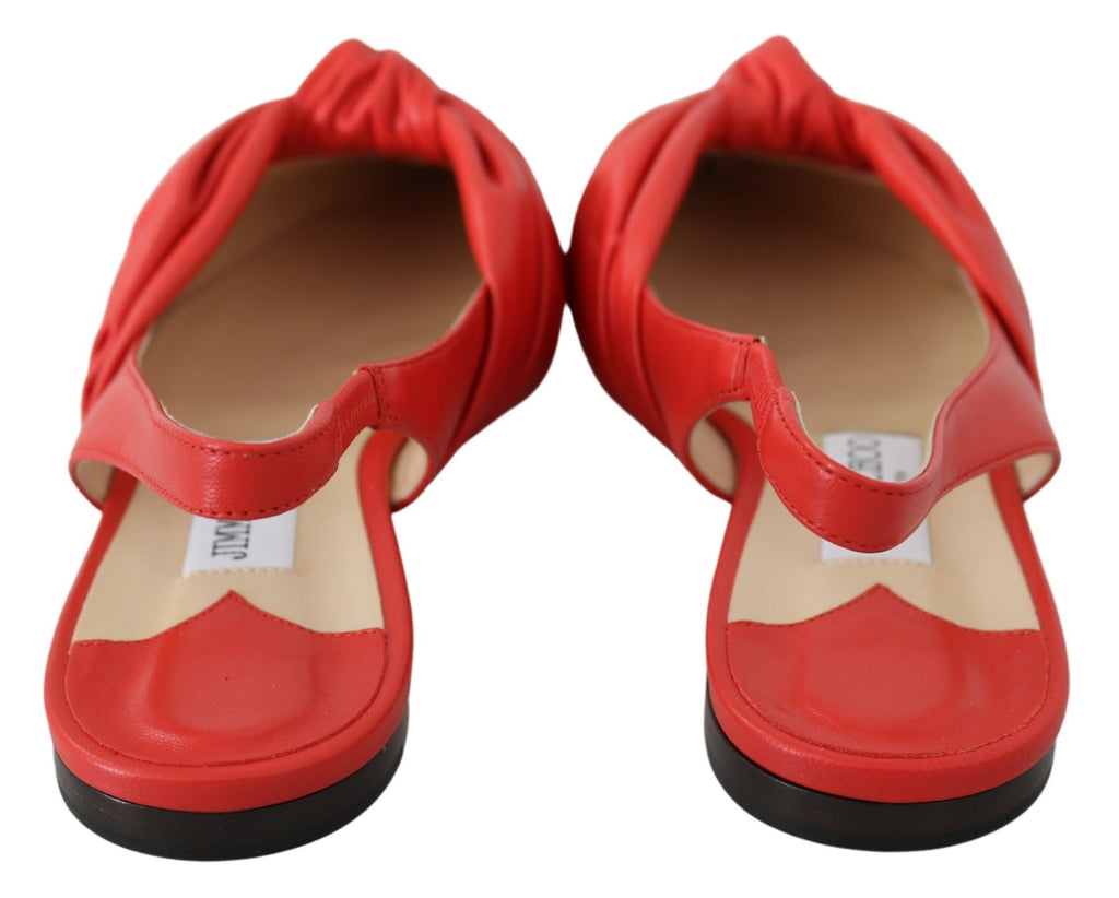 Jimmy Choo Chic Red Pointed Toe Leather Flats - Ginchy