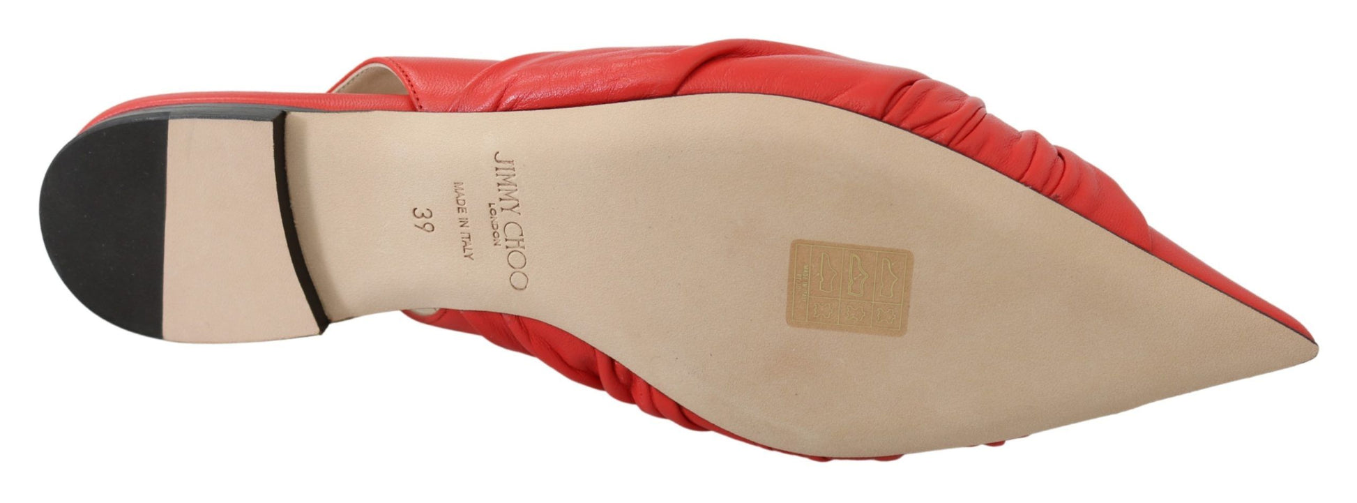 Jimmy Choo Chic Red Pointed Toe Leather Flats - Ginchy