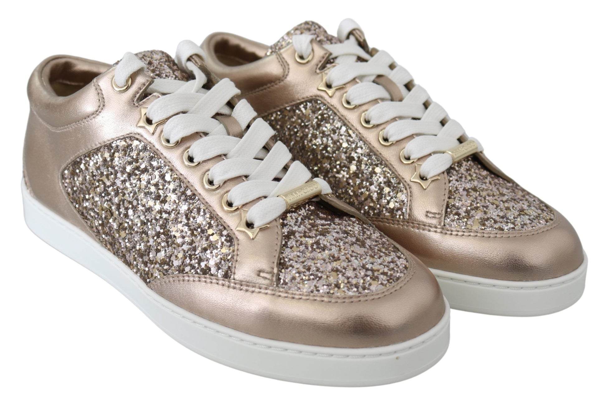 Jimmy Choo Ballet Pink Glitter Leather Sneakers - Ginchy