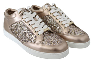Jimmy Choo Ballet Pink Glitter Leather Sneakers - Ginchy