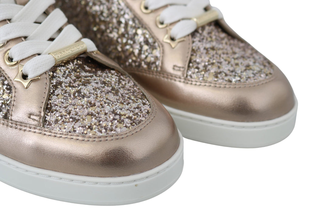 Jimmy Choo Ballet Pink Glitter Leather Sneakers - Ginchy