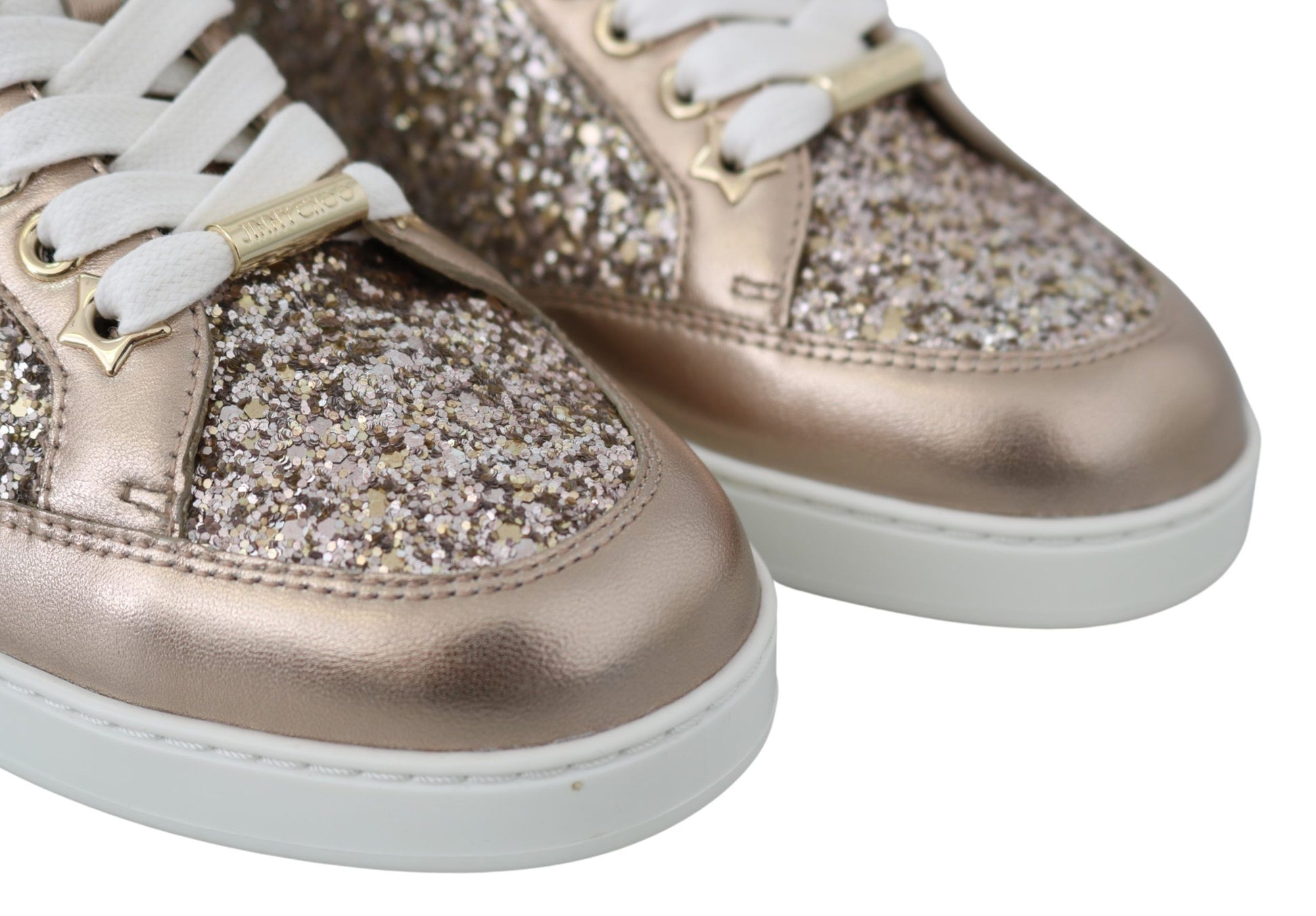 Jimmy Choo Ballet Pink Glitter Leather Sneakers - Ginchy