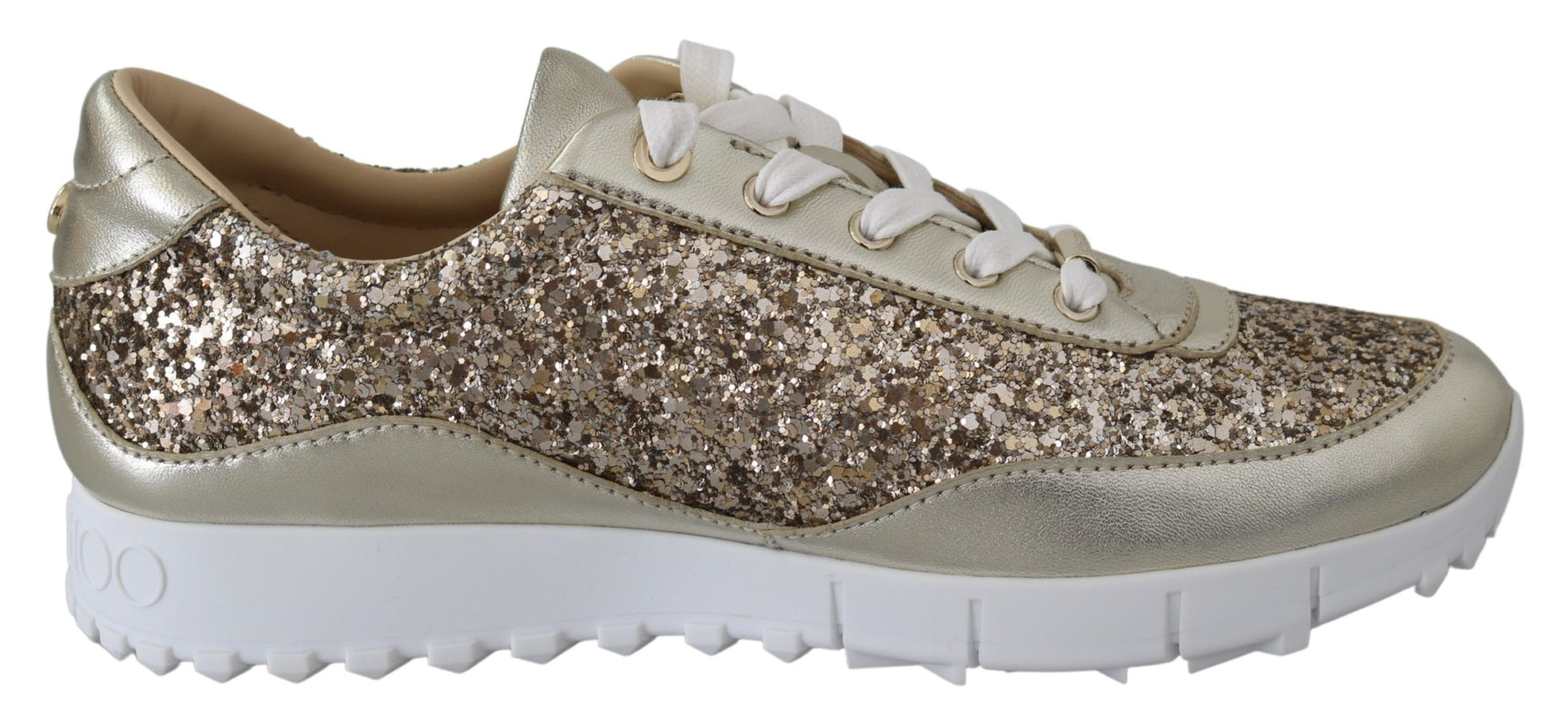 Jimmy Choo Antique Gold Glitter Leather Sneakers - Ginchy