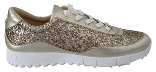Jimmy Choo Antique Gold Glitter Leather Sneakers - Ginchy