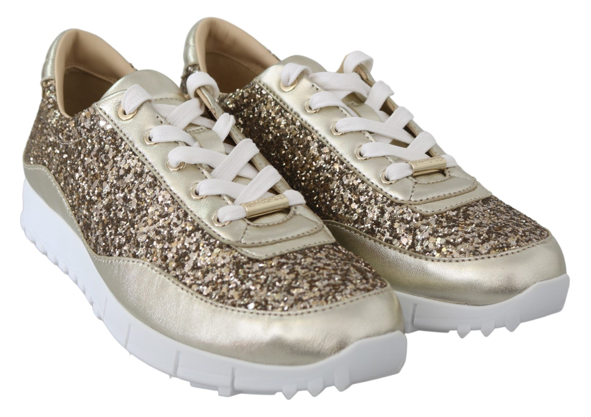 Jimmy Choo Antique Gold Glitter Leather Sneakers - Ginchy