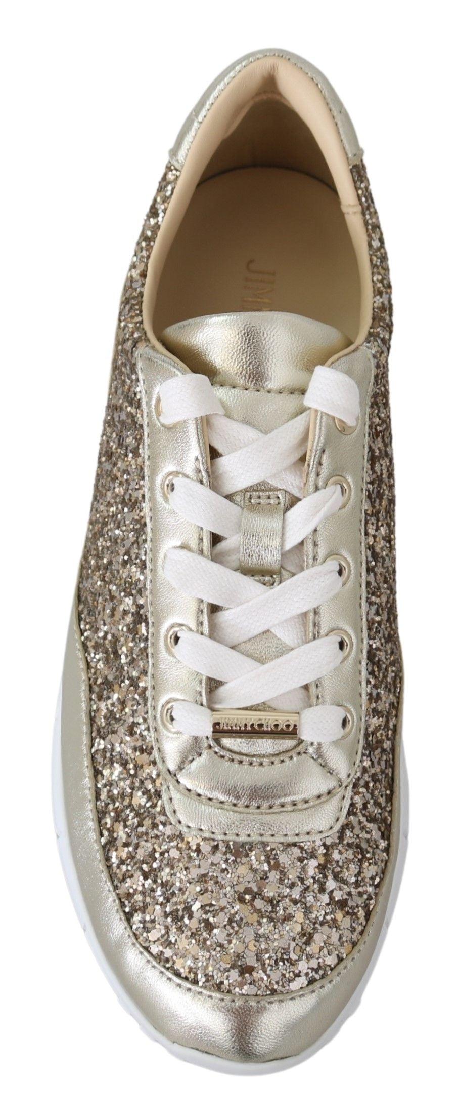 Jimmy Choo Antique Gold Glitter Leather Sneakers - Ginchy
