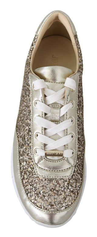 Jimmy Choo Antique Gold Glitter Leather Sneakers - Ginchy