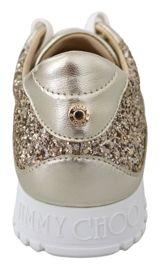 Jimmy Choo Antique Gold Glitter Leather Sneakers - Ginchy