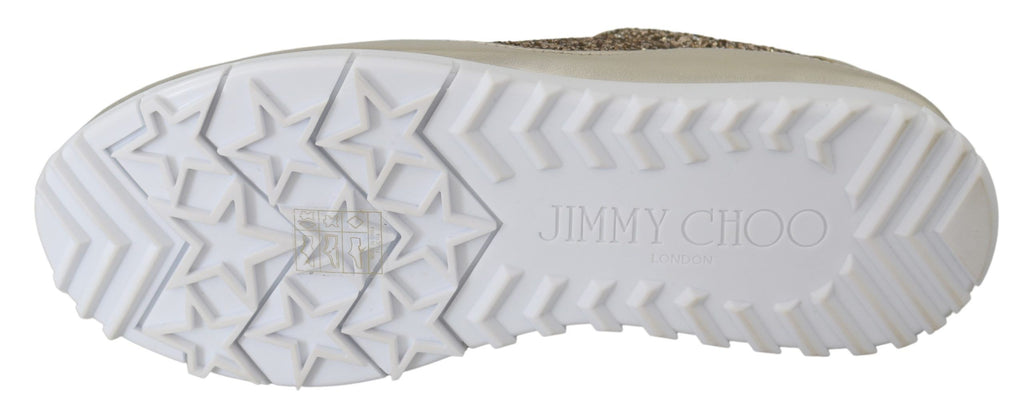 Jimmy Choo Antique Gold Glitter Leather Sneakers - Ginchy