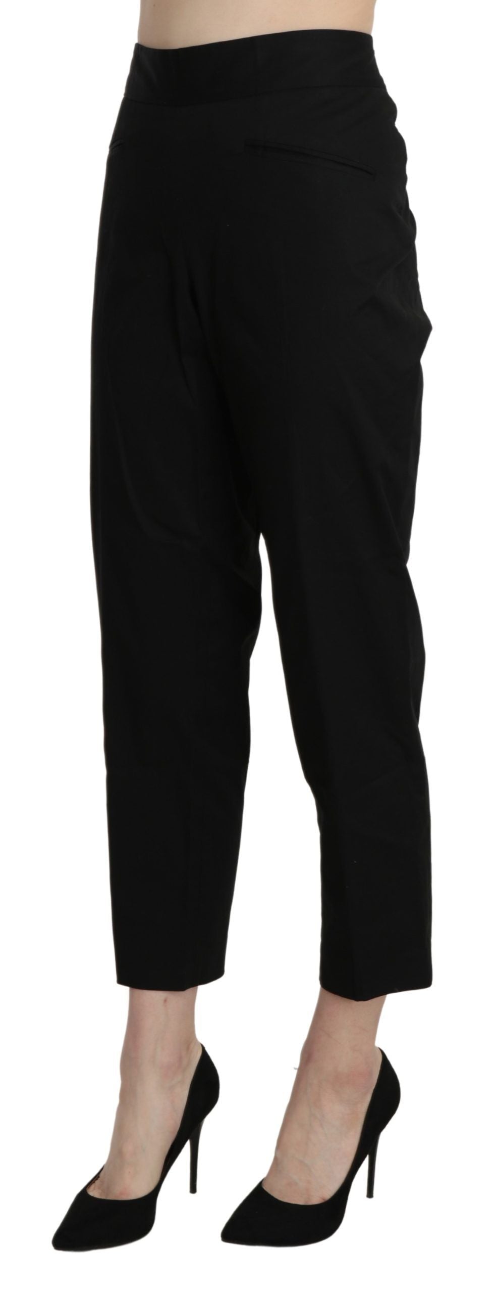 BENCIVENGA Black High Waist Straight Cropped Dress Pants - Ginchy