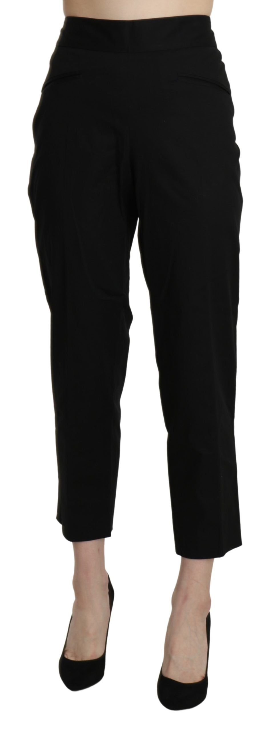 BENCIVENGA Black High Waist Straight Cropped Dress Pants - Ginchy