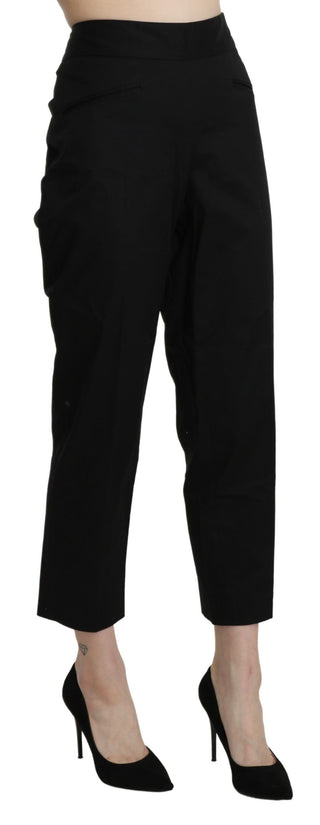 BENCIVENGA Black High Waist Straight Cropped Dress Pants - Ginchy
