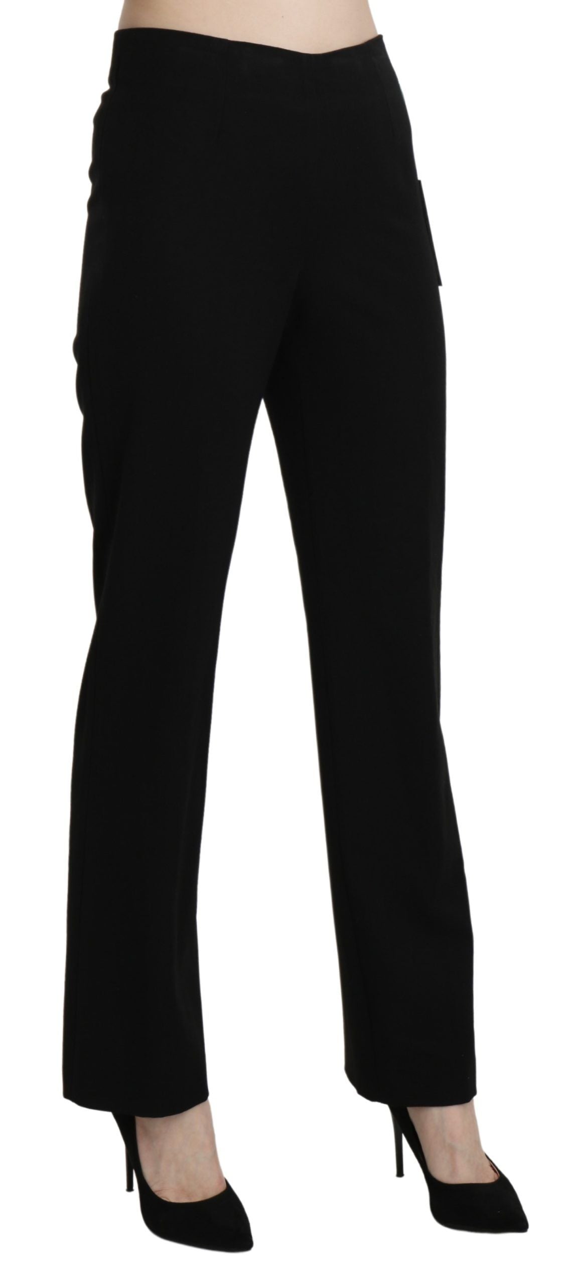 BENCIVENGA Black High Waist Straight Formal Dress Trouser - Ginchy