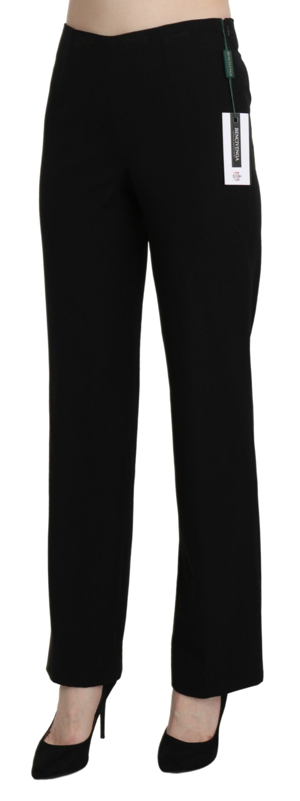 BENCIVENGA Black High Waist Straight Formal Dress Trouser - Ginchy