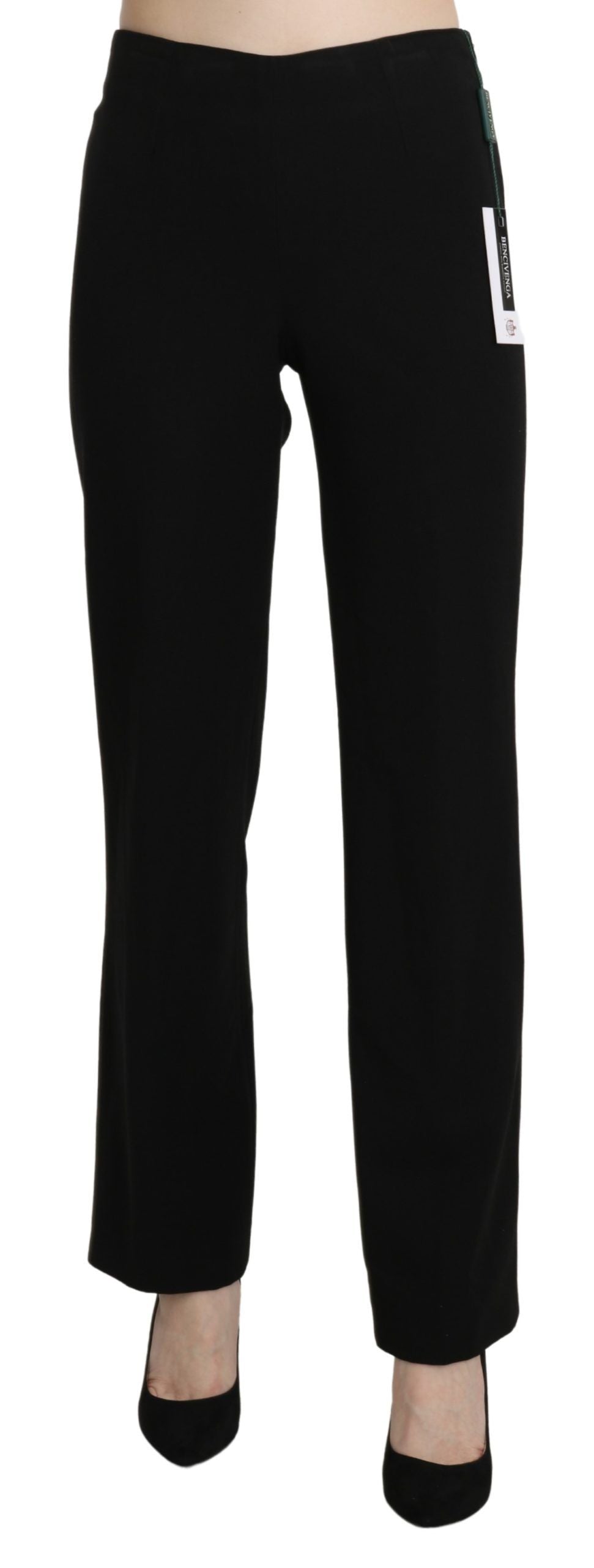 BENCIVENGA Black High Waist Straight Formal Dress Trouser - Ginchy