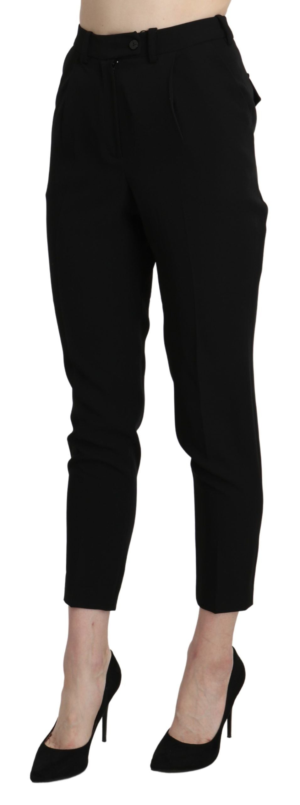 BENCIVENGA Black High Waist Skinny Cropped Dress Trouser Pant - Ginchy