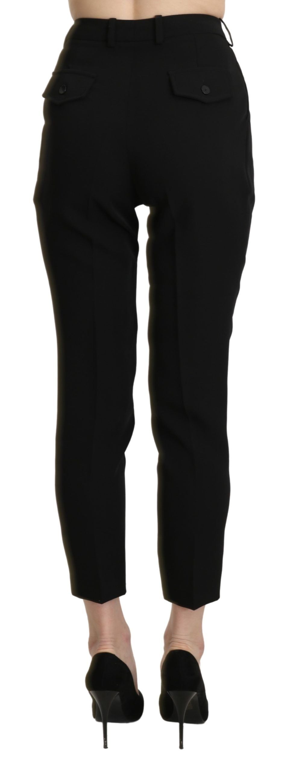 BENCIVENGA Black High Waist Skinny Cropped Dress Trouser Pant - Ginchy
