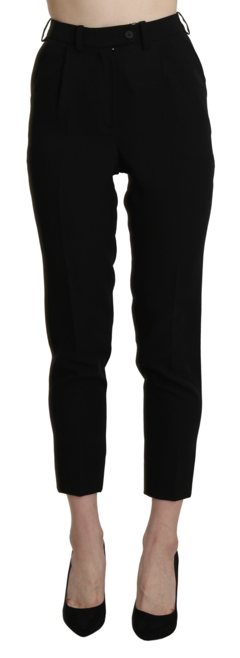 BENCIVENGA Black High Waist Skinny Cropped Dress Trouser Pant - Ginchy