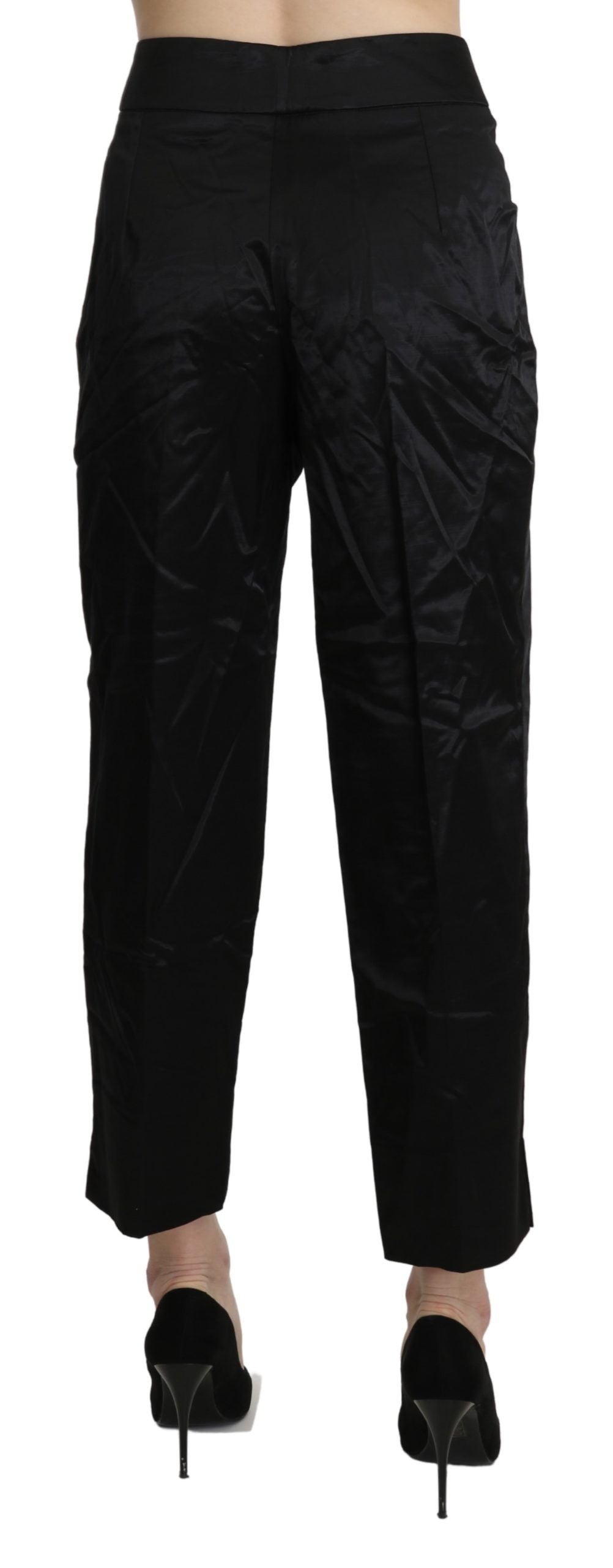 BENCIVENGA Black High Waist Straight Cropped Dress Trouser Pants - Ginchy
