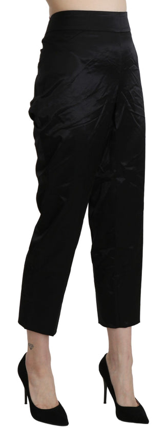 BENCIVENGA Black High Waist Straight Cropped Dress Trouser Pants - Ginchy