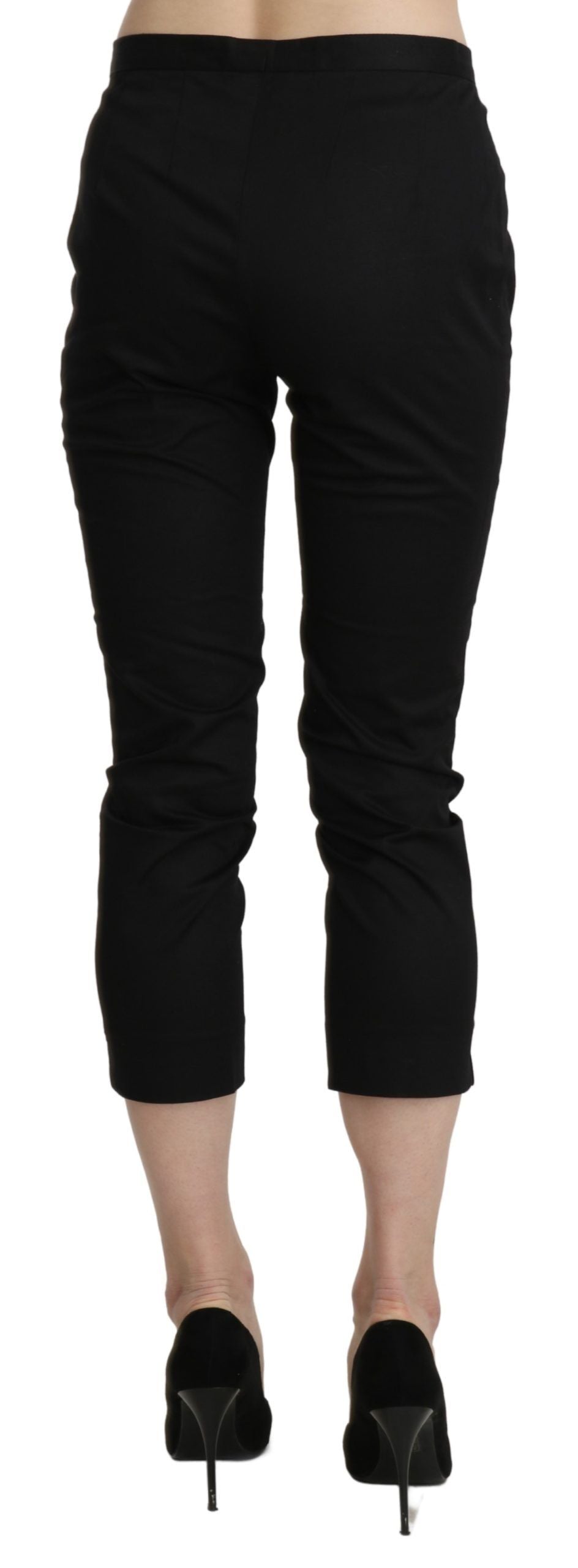 BENCIVENGA Black High Waist Skinny Cropped Dress Trouser Pants - Ginchy