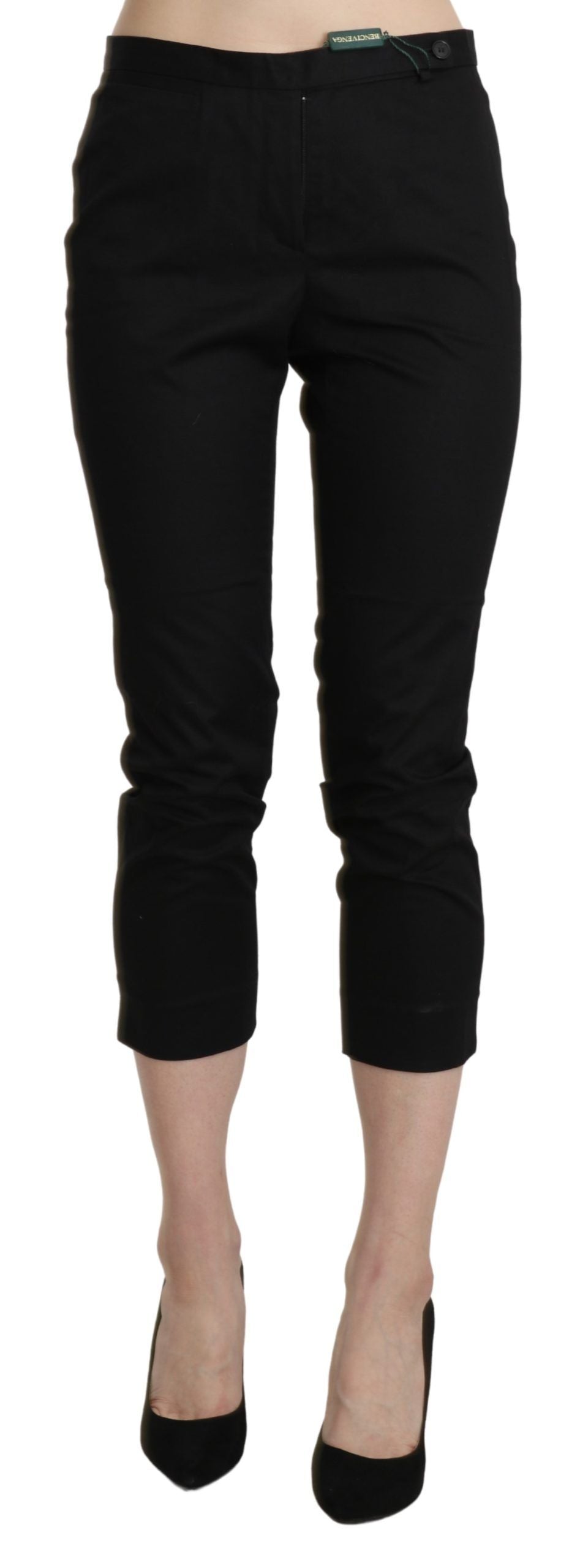 BENCIVENGA Black High Waist Skinny Cropped Dress Trouser Pants - Ginchy