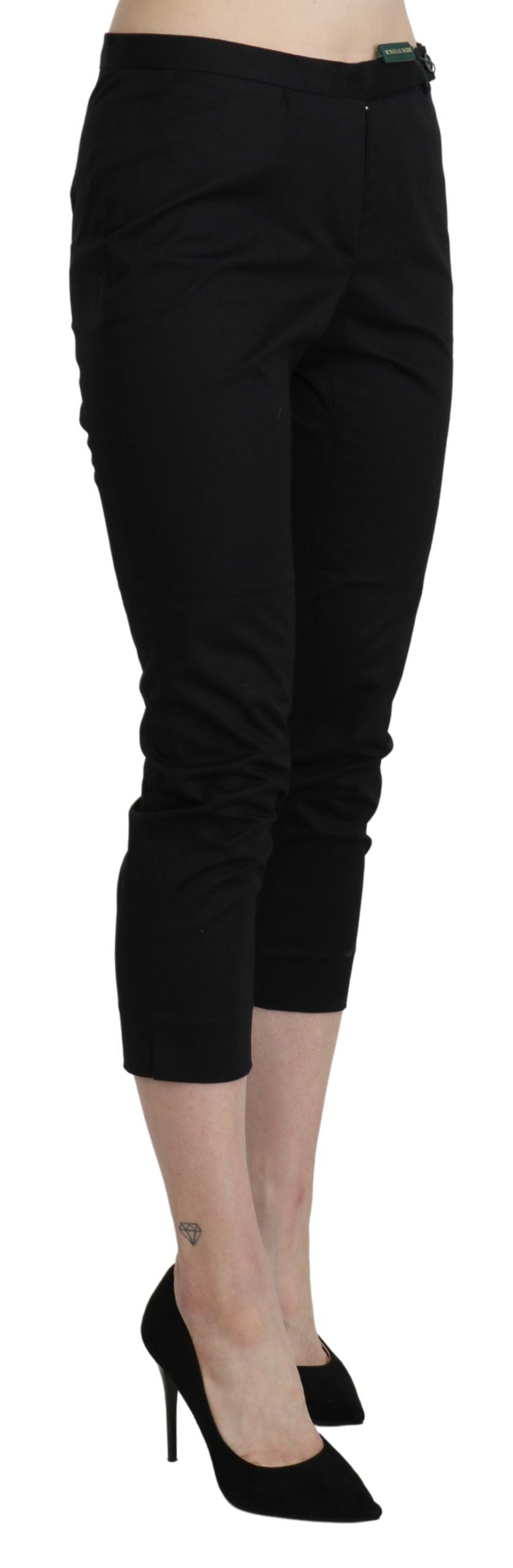 BENCIVENGA Black High Waist Skinny Cropped Dress Trouser Pants - Ginchy