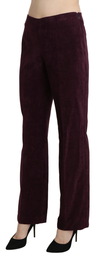 BENCIVENGA Purple Suede High Waist Straight Trouser Pants - Ginchy