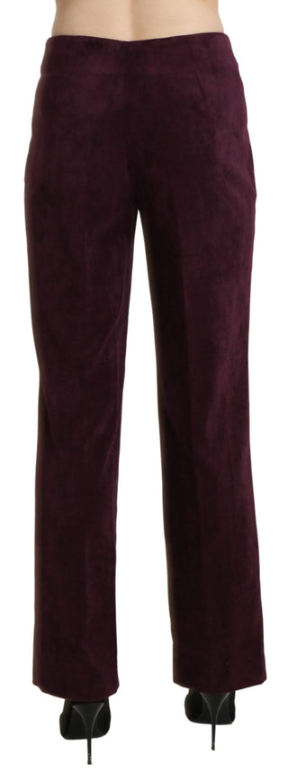 BENCIVENGA Purple Suede High Waist Straight Trouser Pants - Ginchy