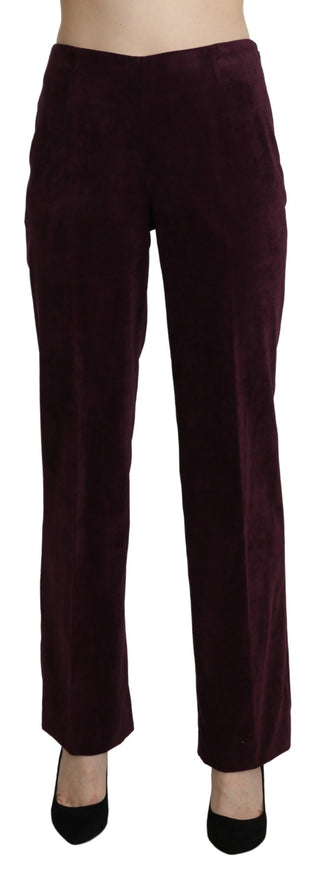 BENCIVENGA Purple Suede High Waist Straight Trouser Pants - Ginchy
