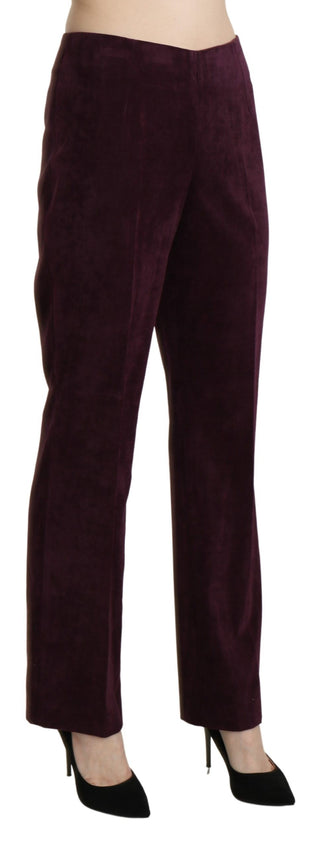 BENCIVENGA Purple Suede High Waist Straight Trouser Pants - Ginchy